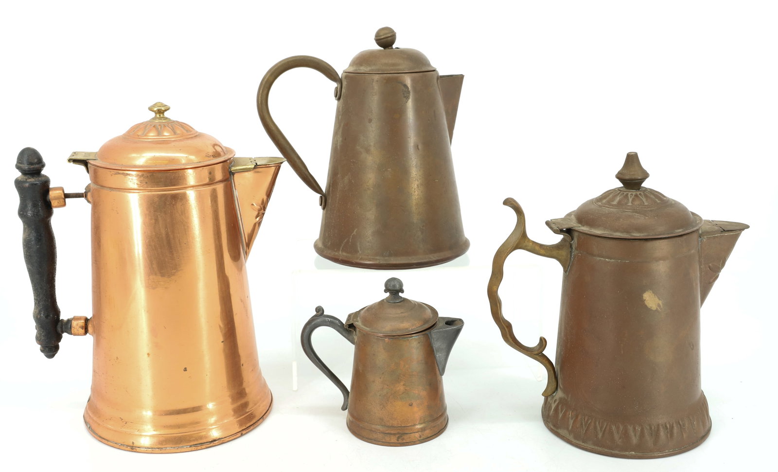 (4) ANTIQUE COPPER COFFEE POTS (1 of 4)