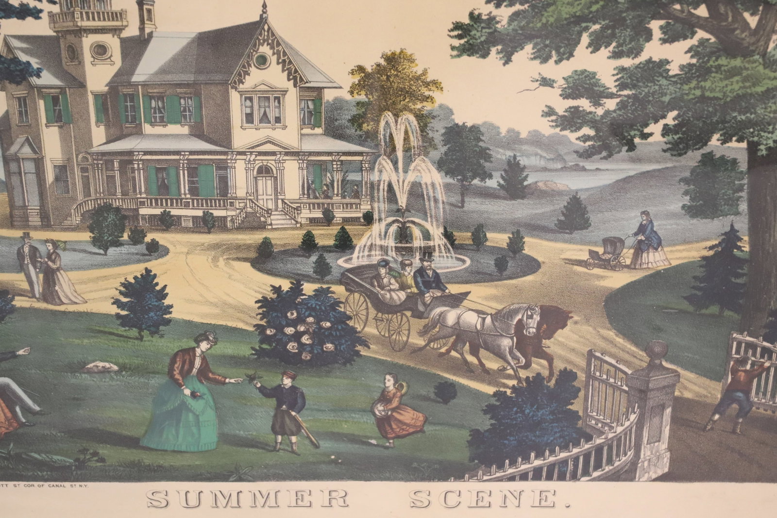 SUMMER SCENE FRAMED LITHOGRAPH - 3