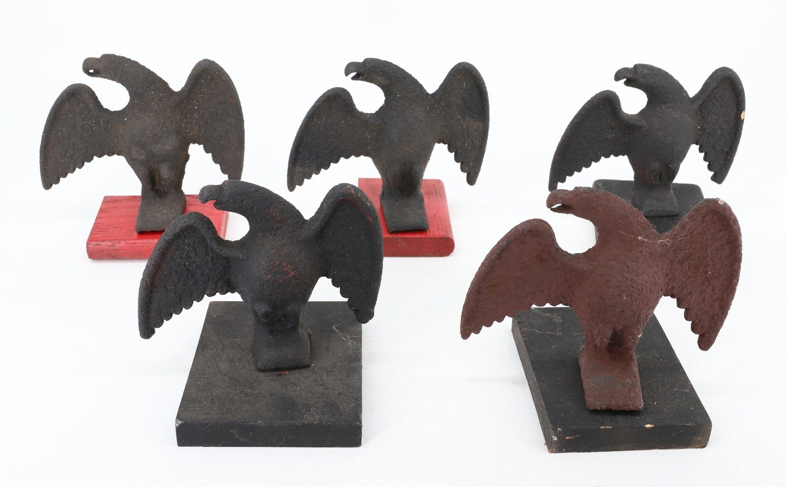 (5) CAST IRON SNOW EAGLES: PAINTED EAGLES ON WOODEN BASES FOR DISPLAY. PLEASE READ CAREFULLY - ITEMS MUST BE PAID FOR THROUGH LIVE AUCTIONEERS OR WITH CASH OR CHECK IN PERSON - Terms for Purchasing and Shipping of Auction Items