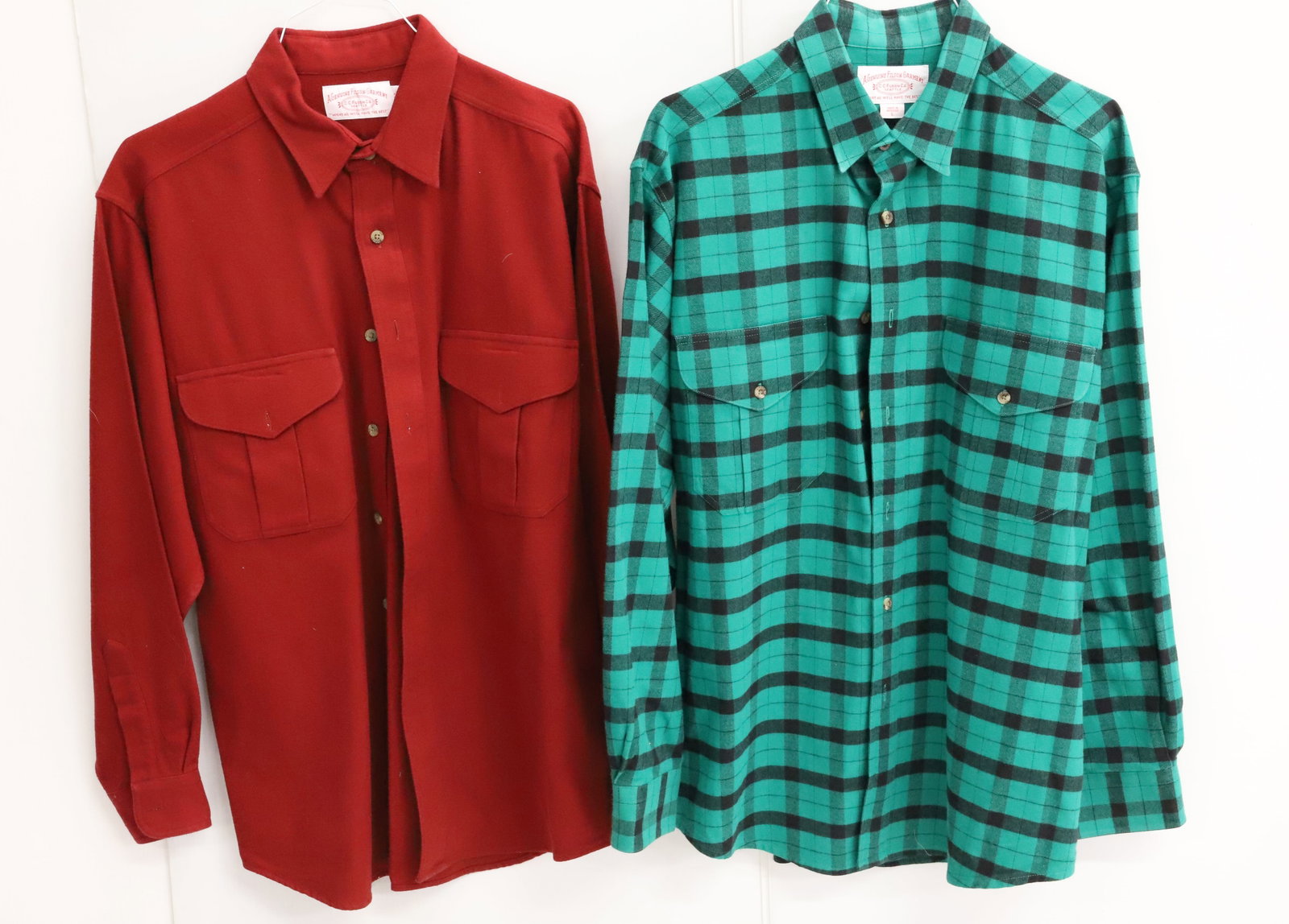 (5) FILSON FLANNEL / TWILL SHIRTS: BUTTON-FRONT MEN'S SHIRTS. ALL SIZE LARGE. PLEASE READ CAREFULLY - ITEMS MUST BE PAID FOR THROUGH LIVE AUCTIONEERS OR WITH CASH OR CHECK IN PERSON - Terms for Purchasing and Shipping of Auction