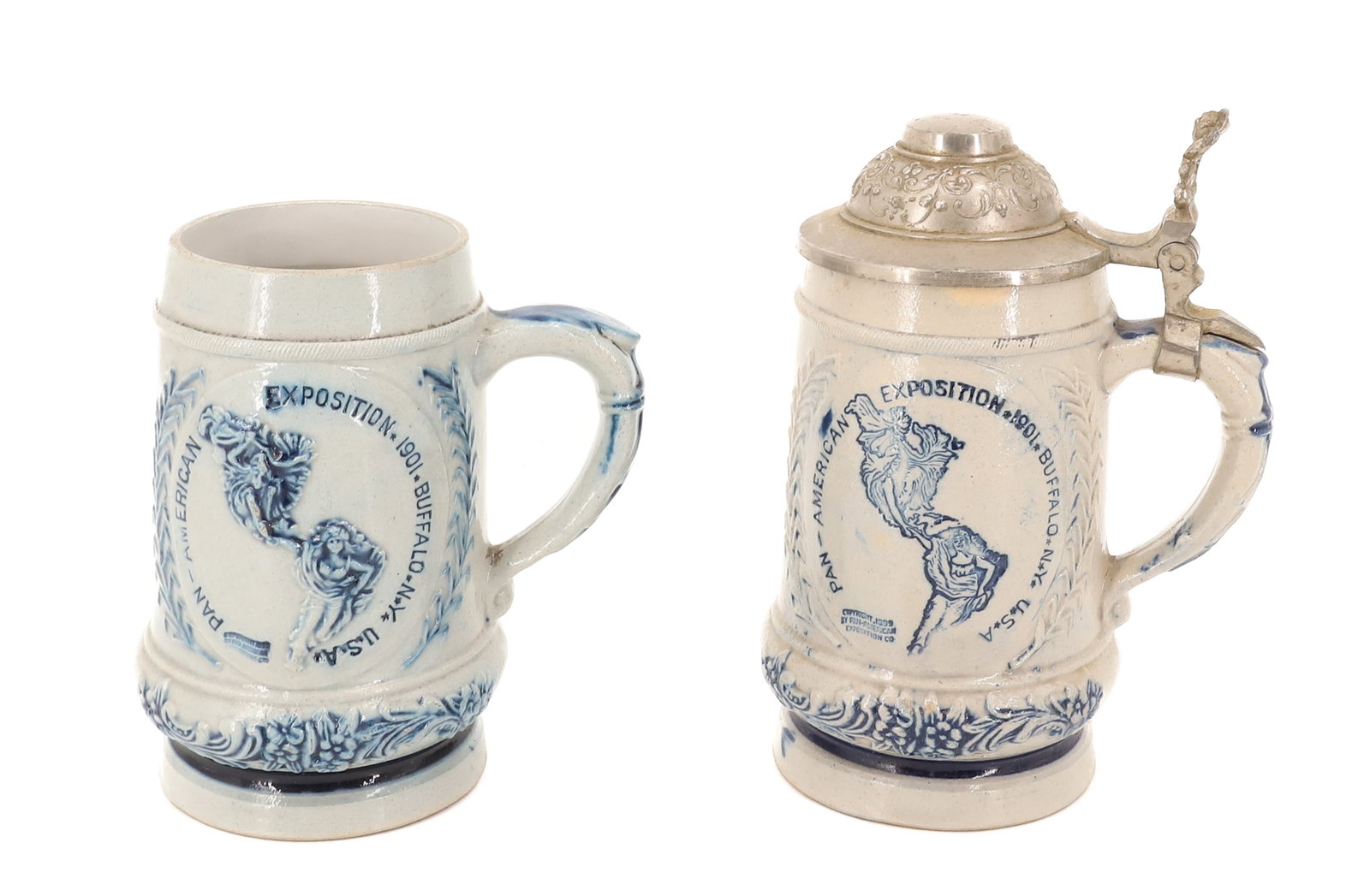 (2) 1901 EXPOSITION WHITE'S UTICA POTTERY MUGS (1 of 7)