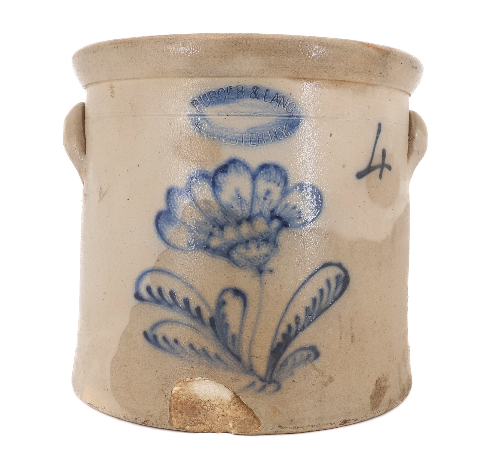 FOUR-GALLON BLUE DECORATED CROCK (1 of 6)