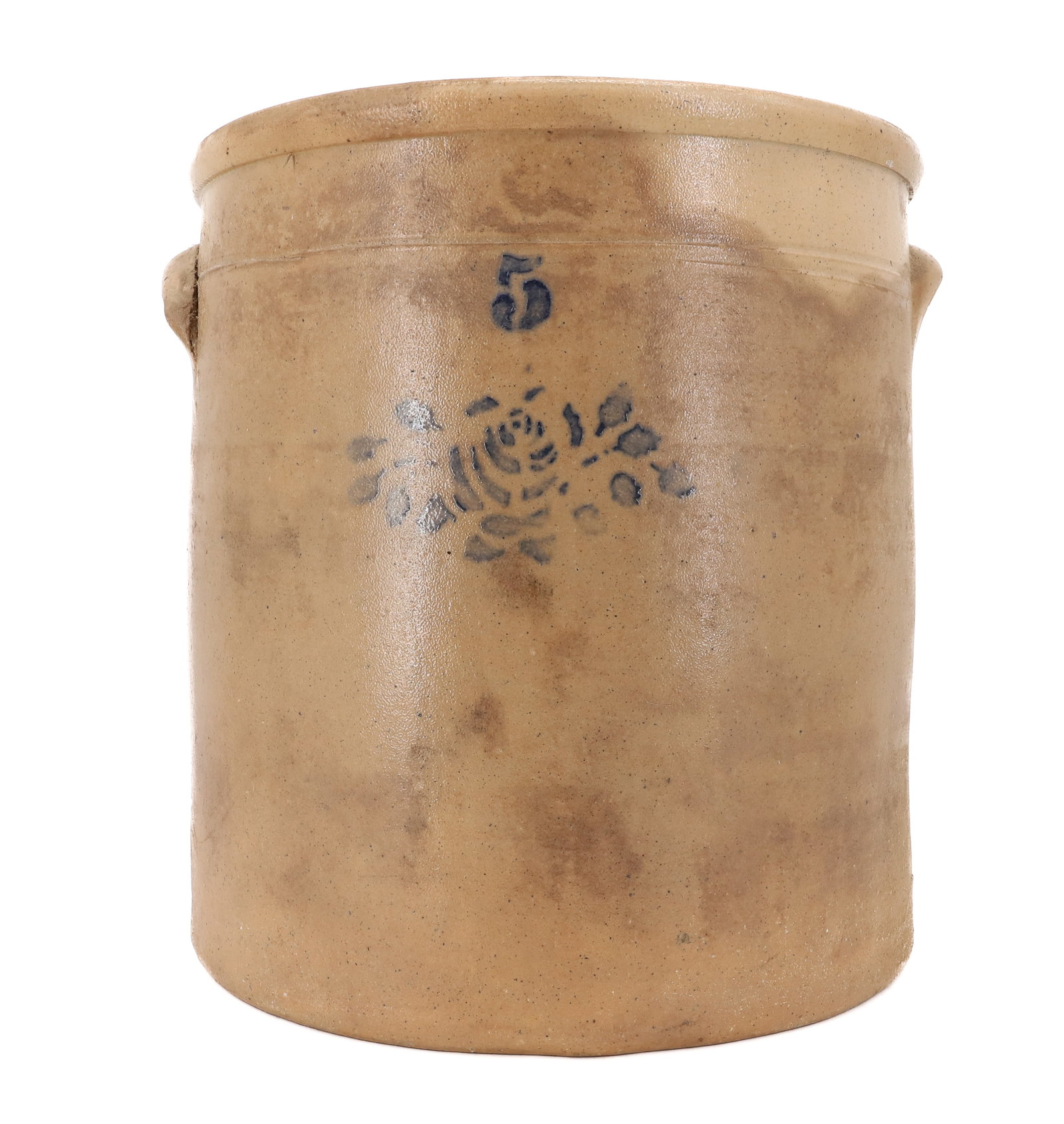 FIVE-GALLON BLUE DECORATED CROCK (1 of 6)