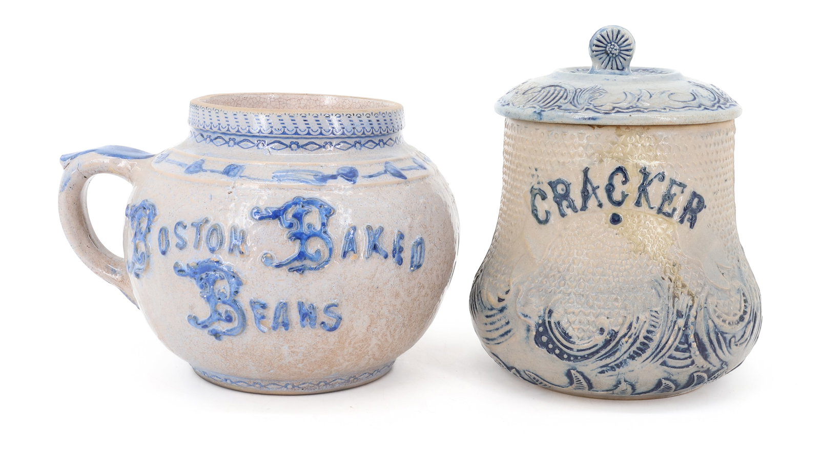 WHITE'S UTICA STONEWARE CRACKER JAR AND BEAN POT (1 of 9)