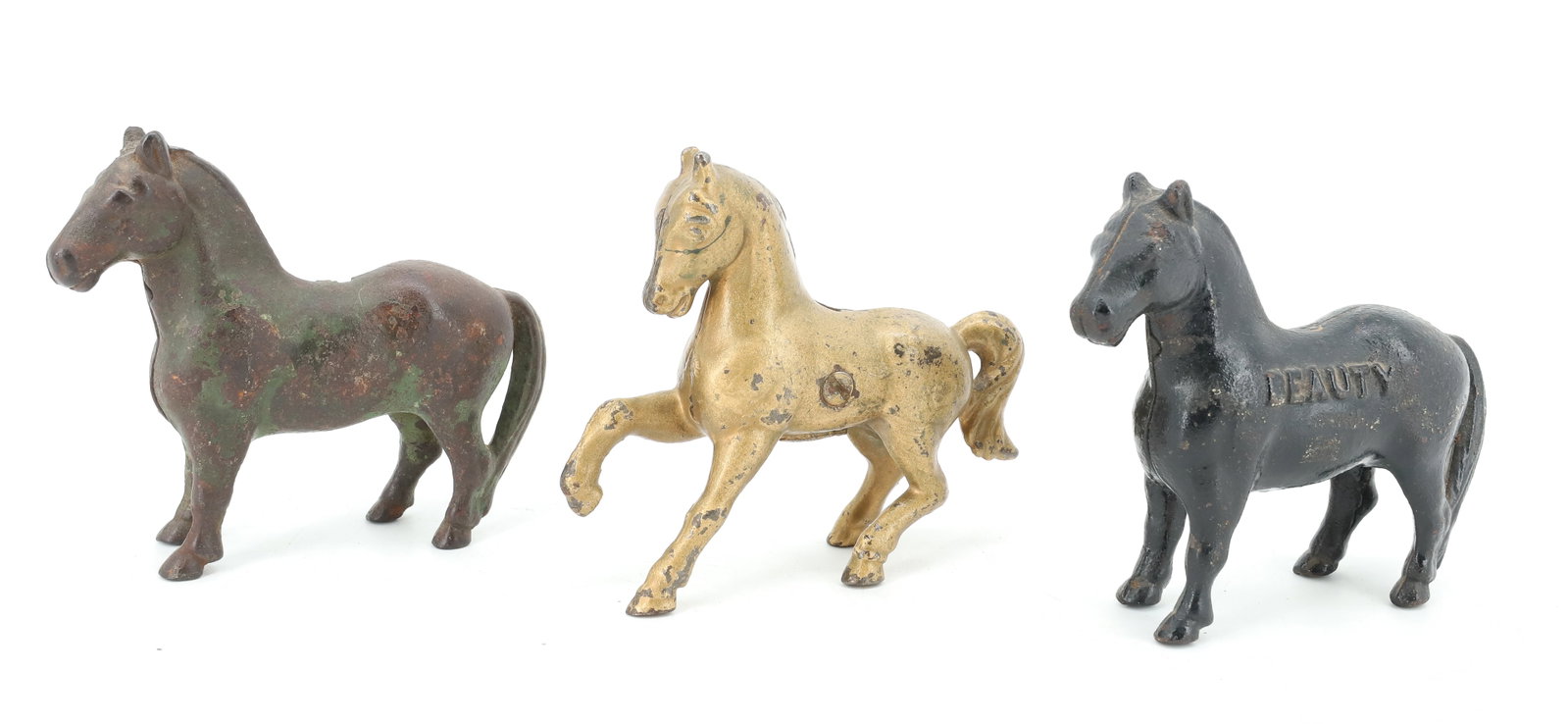 LOT OF (3) CAST IRON HORSE BANKS (1 of 5)