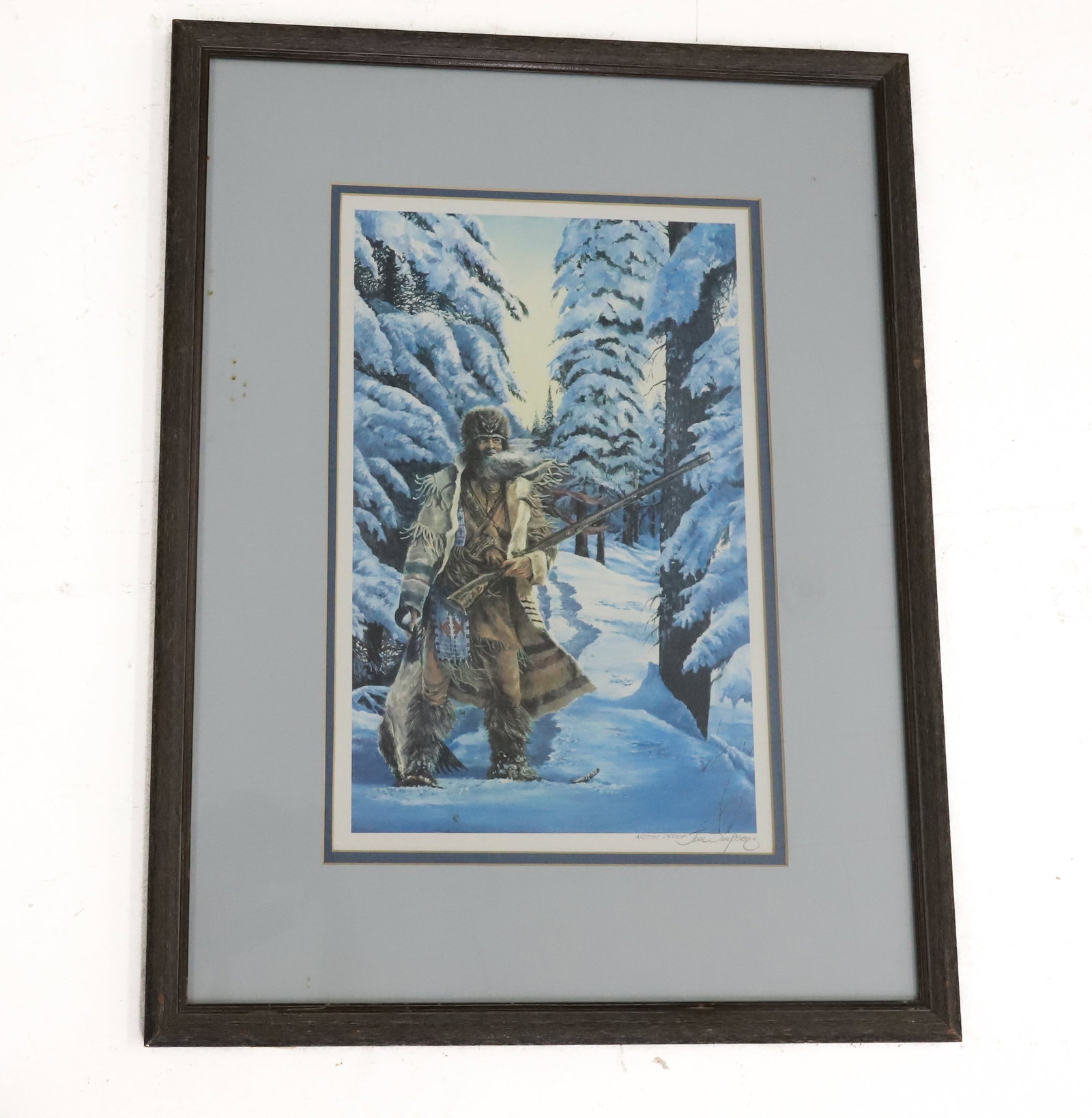 JIM SIMPSON SGND. LITHOGRAPH: ARTIST PROOF. SGND. IN PENCIL AT BOTTOM MATTED AND FRAMED UNDER GLASS. 25 3/4" X 19 1/2". PLEASE READ CAREFULLY - ITEMS MUST BE PAID FOR THROUGH LIVE AUCTIONEERS OR WITH CASH OR CHECK IN PERSON - Term