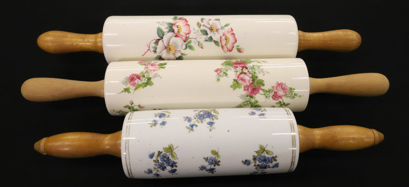 (3) CERAMIC DECORATED ROLLING PINS (1 of 4)