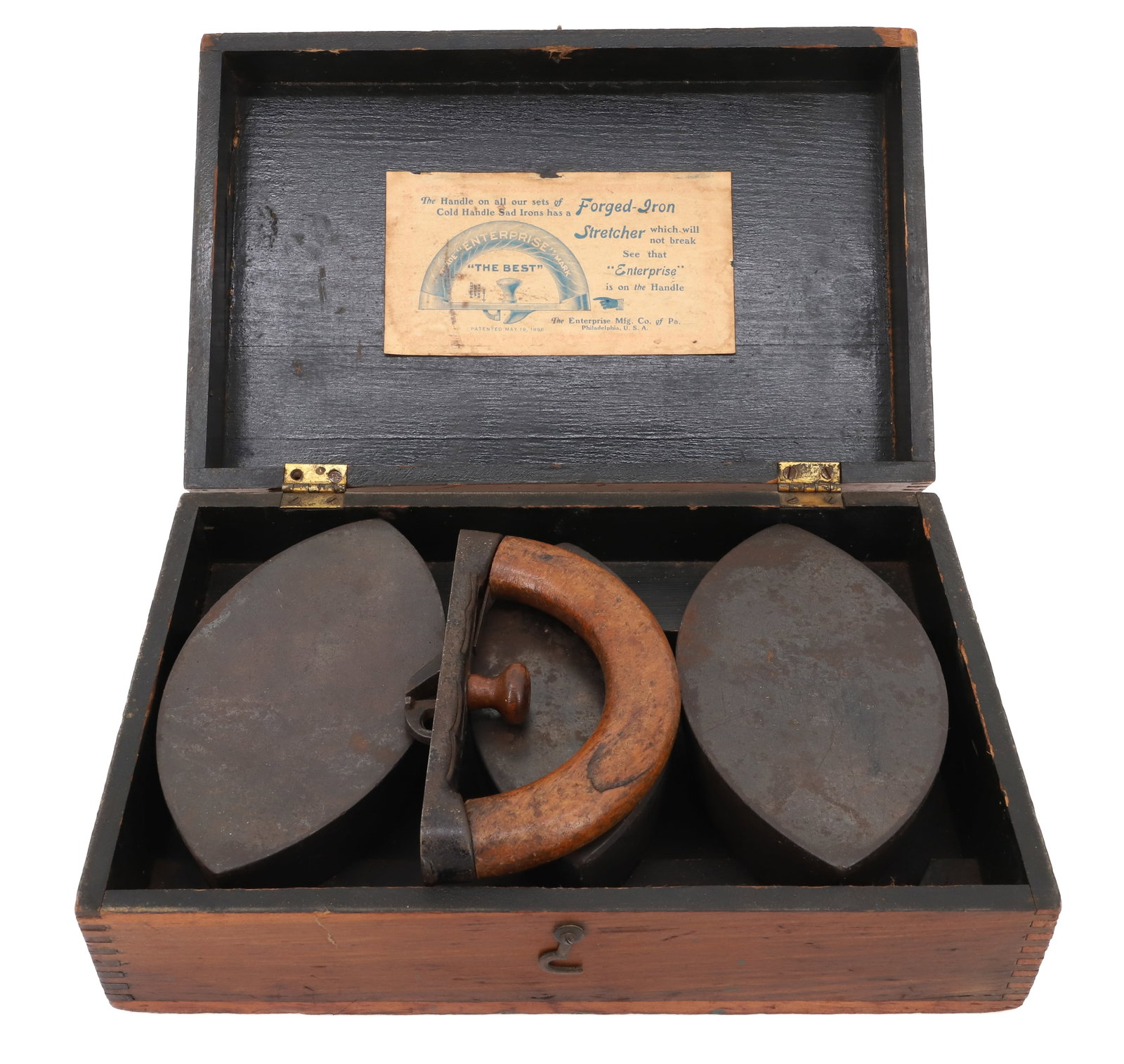 "ENTERPRISE SAD IRONS" IN ORIGINAL WOODEN BOX (1 of 4)