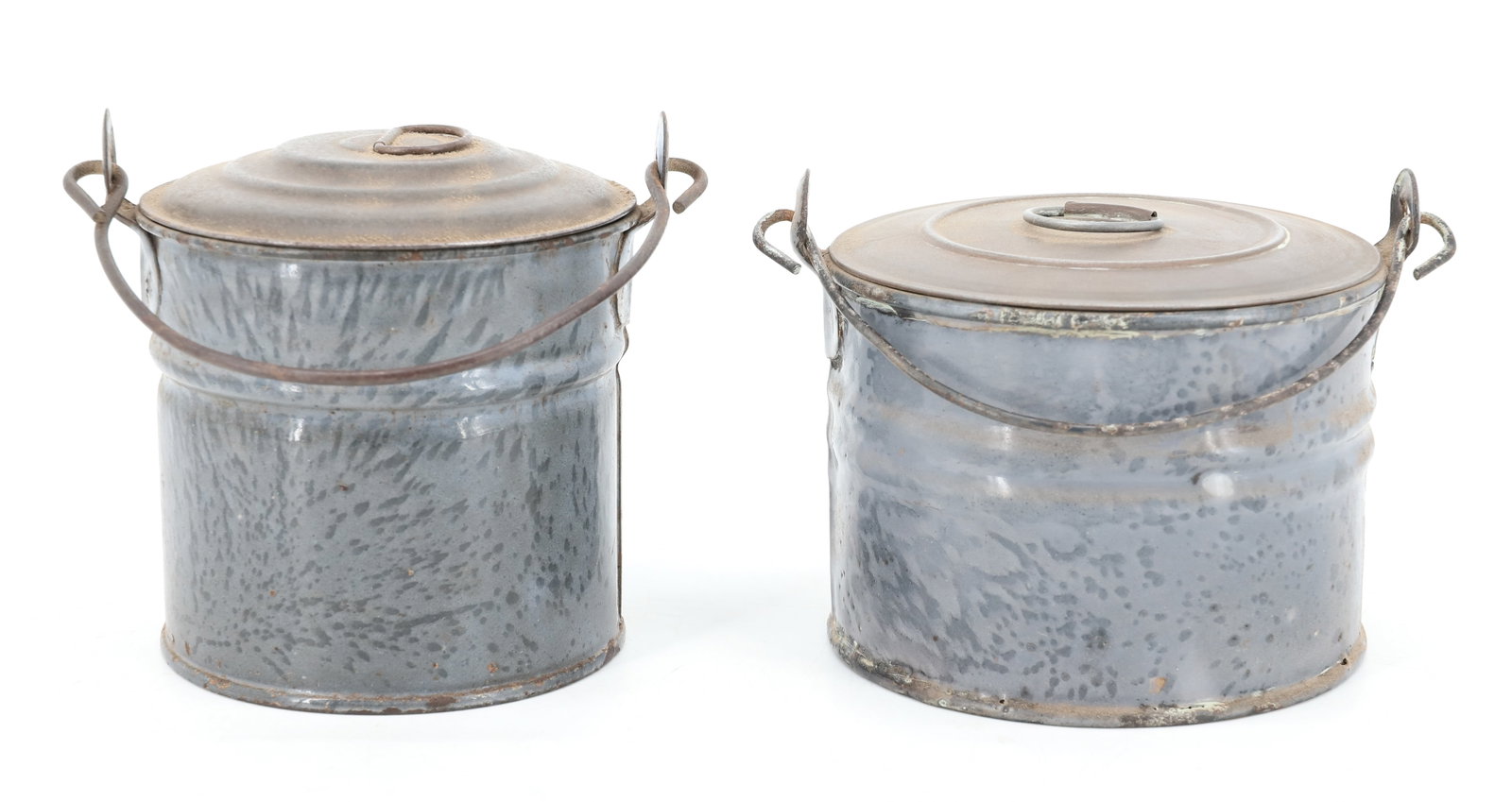 (2) GRAY AGATE BERRY PAILS
