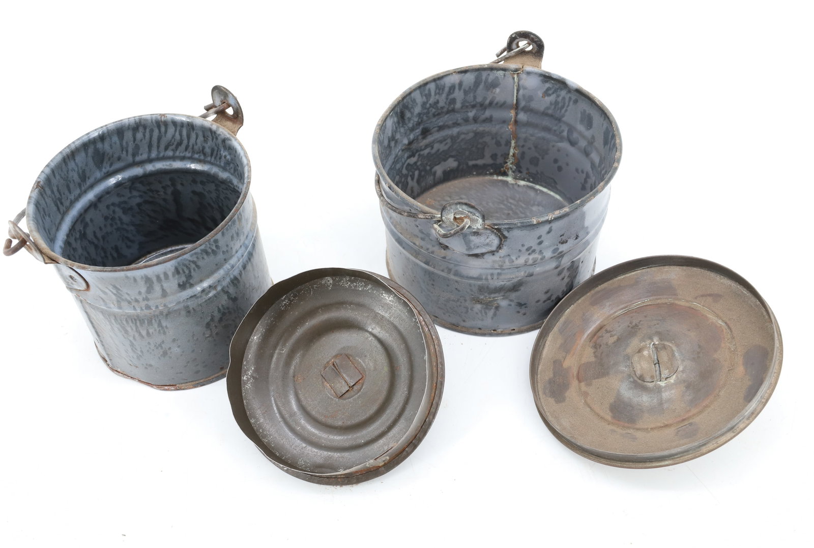 (2) GRAY AGATE BERRY PAILS - 6