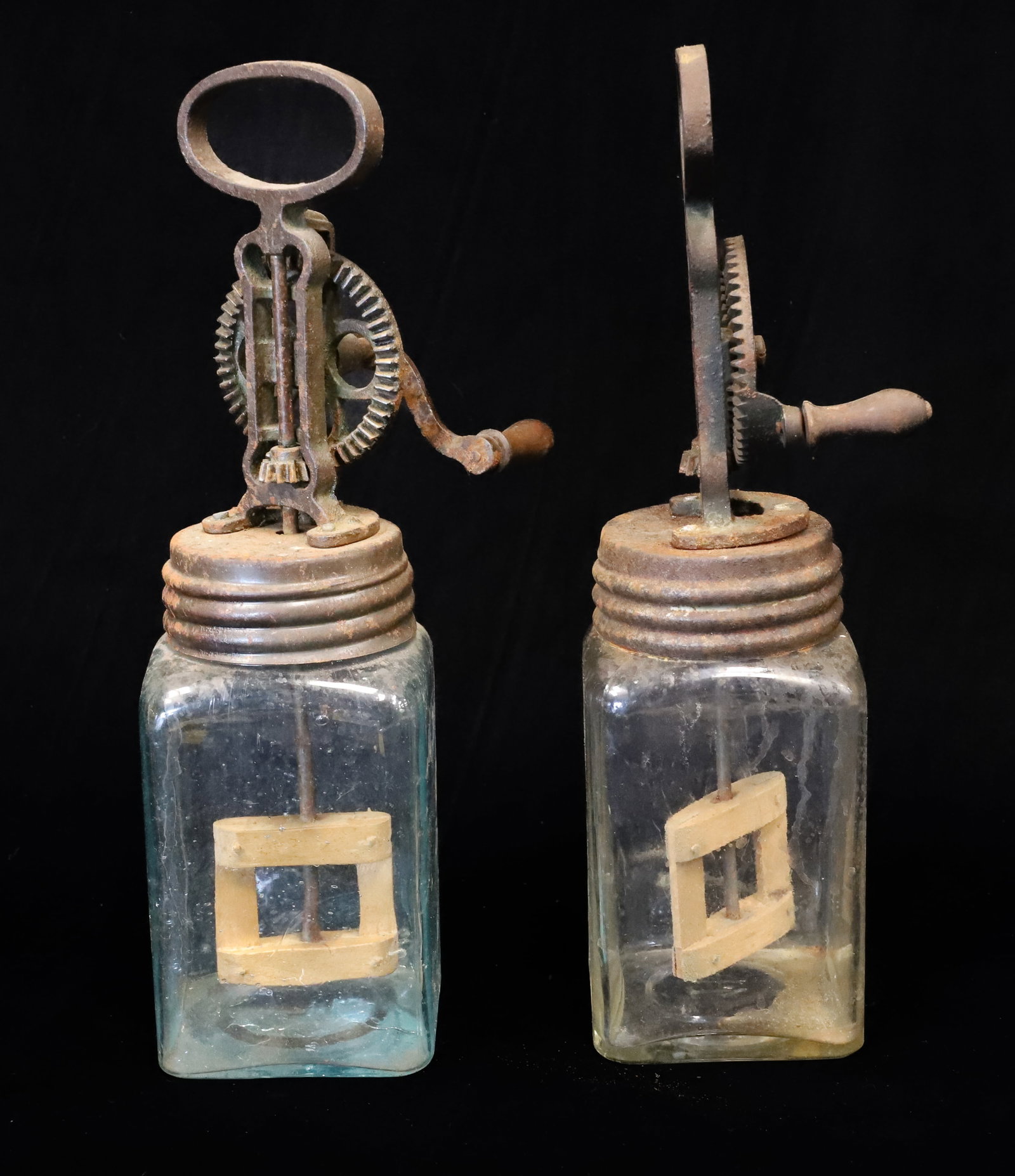 (2) GLASS TABLETOP BUTTER CHURNS (1 of 5)