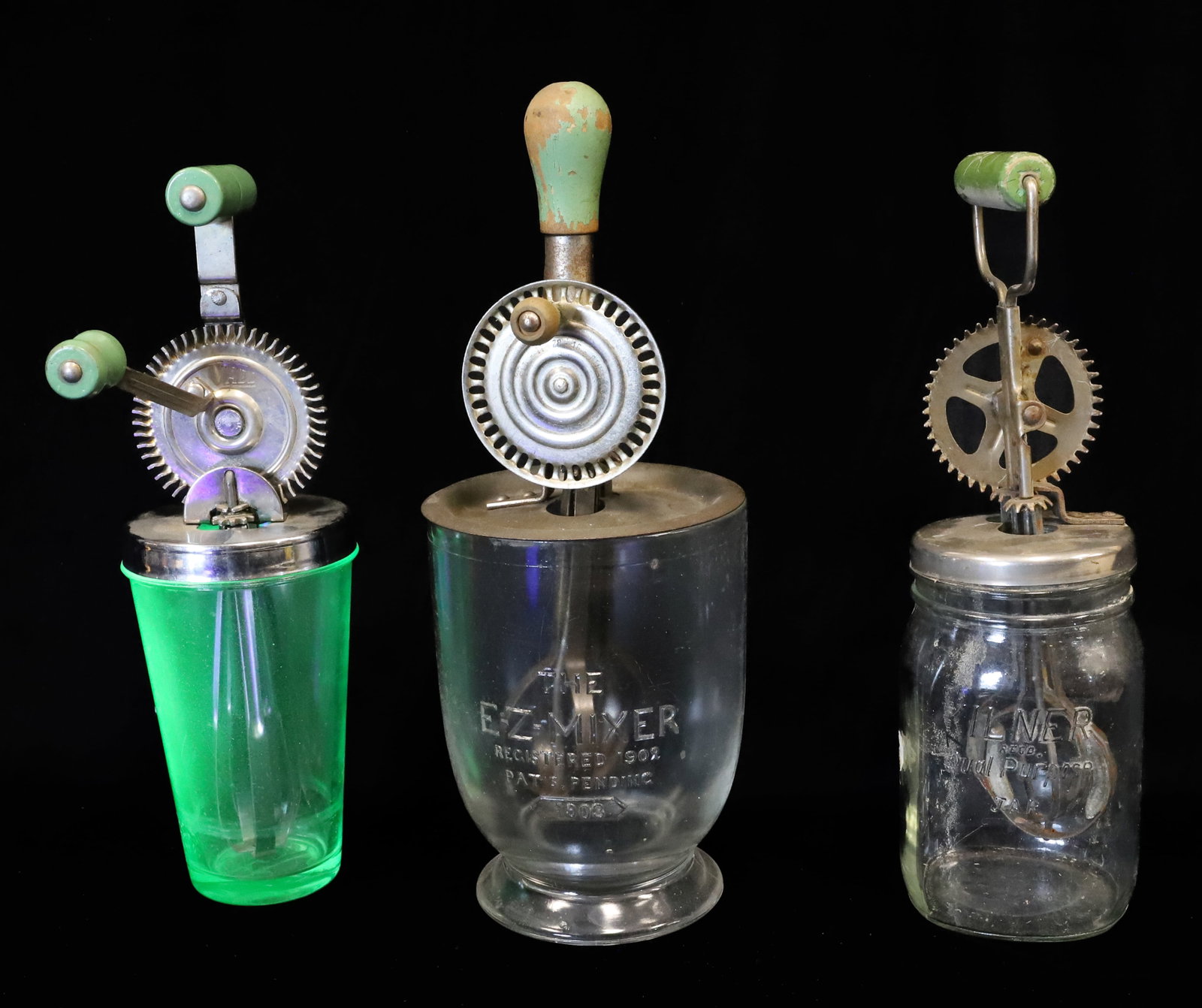 (3) VINTAGE HAND MIXERS, URANIUM GLASS (1 of 8)