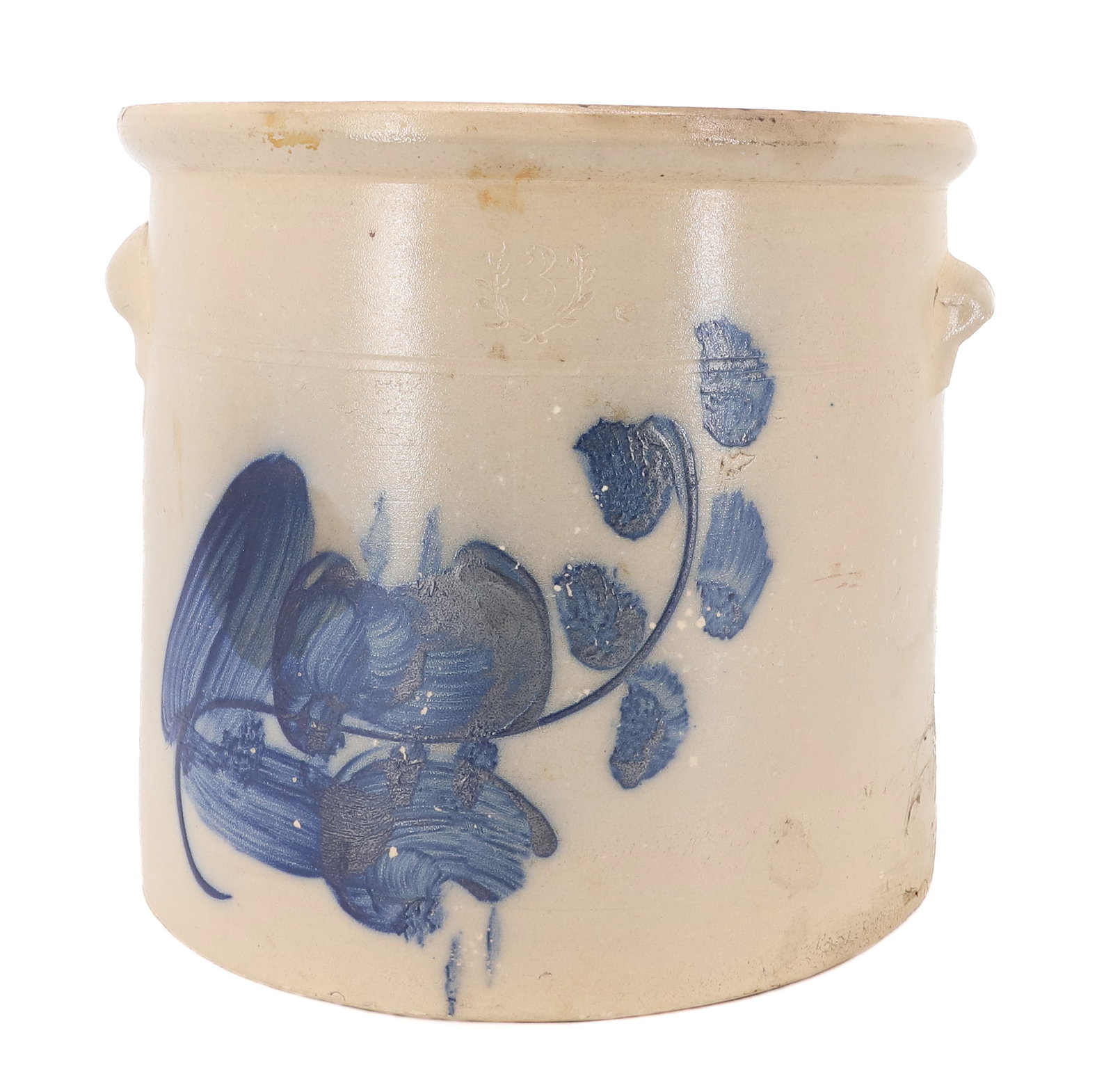 THREE-GALLON BLUE DECORATED CROCK (1 of 7)
