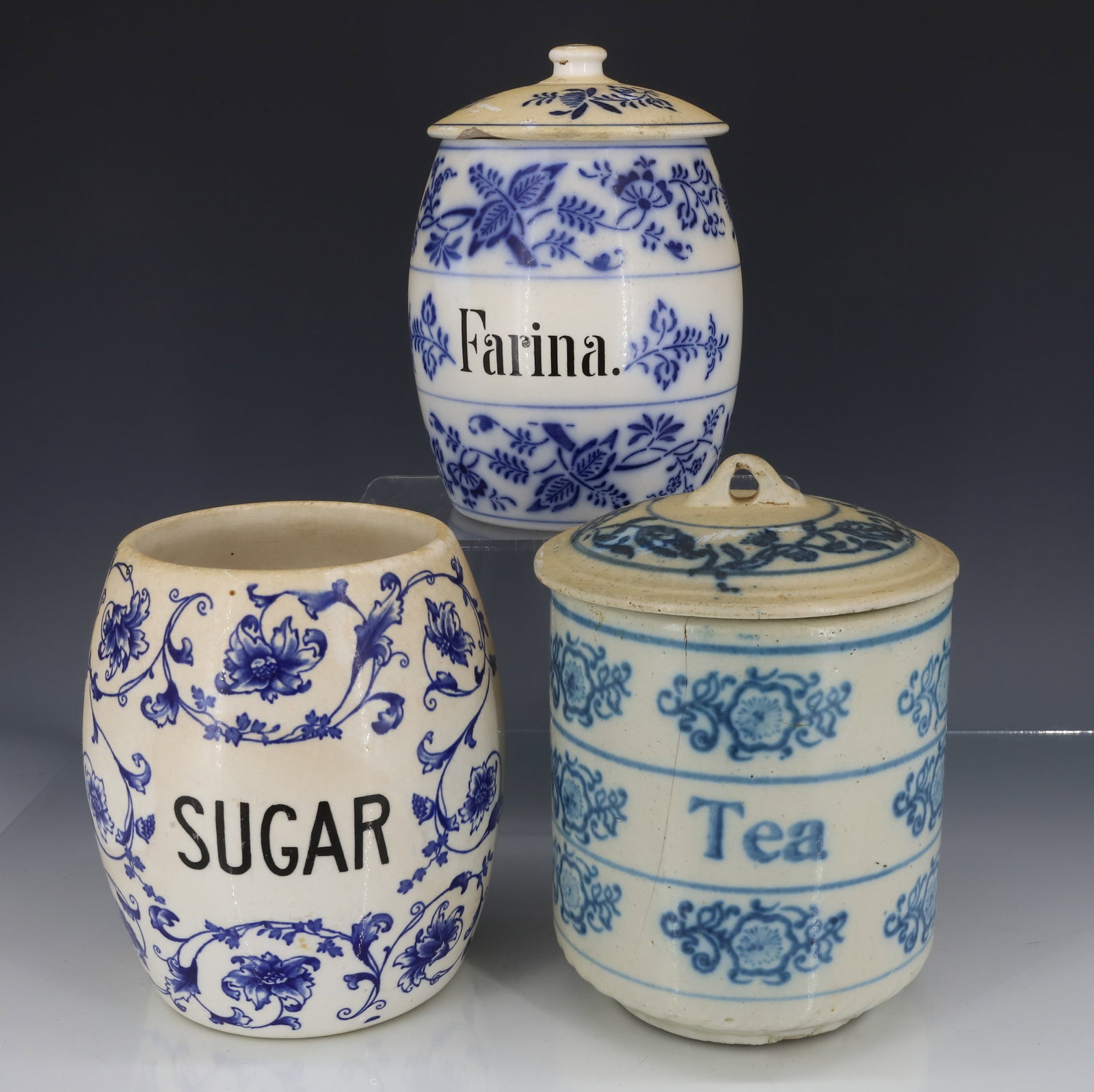 (3) ANTIQUE CANISTER / STORAGE JARS (1 of 6)
