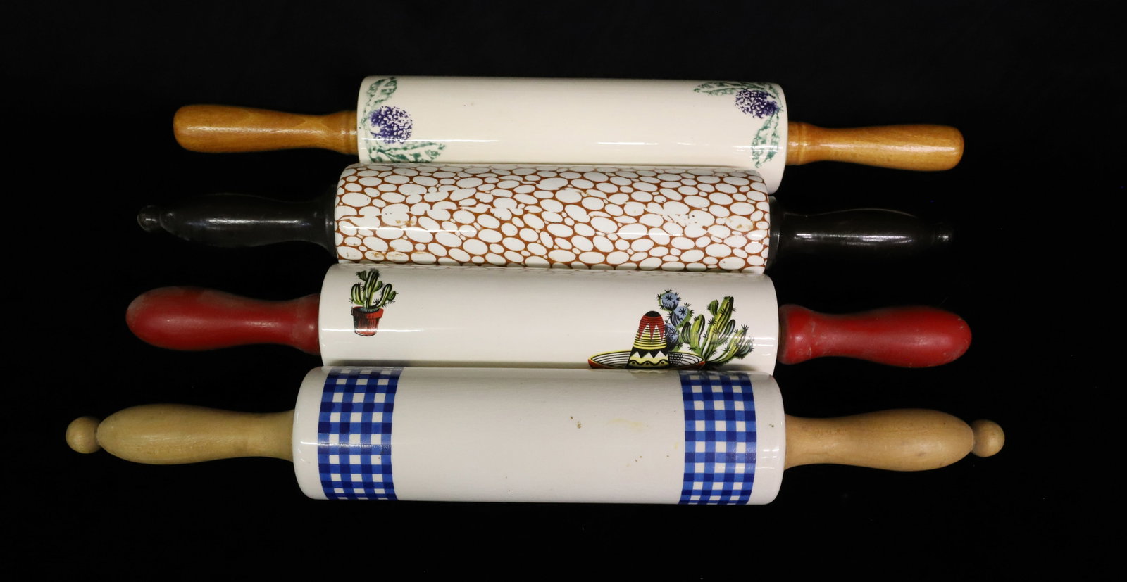 (4) CERAMIC DECORATED ROLLING PINS - 2