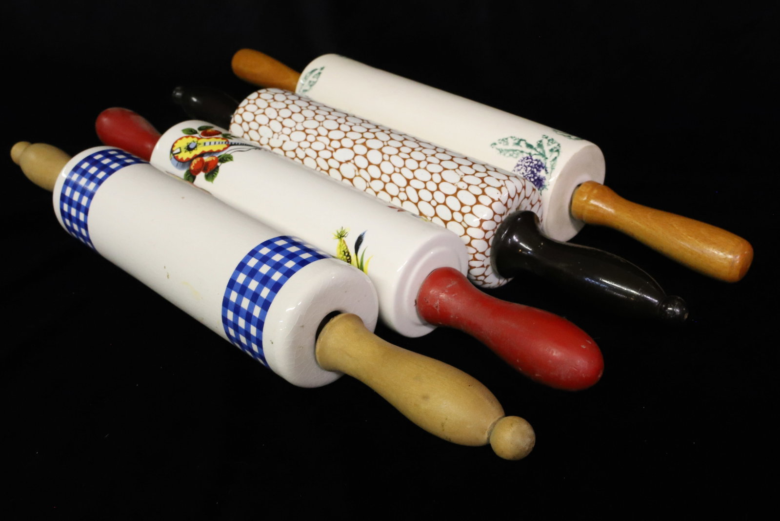 (4) CERAMIC DECORATED ROLLING PINS - 3