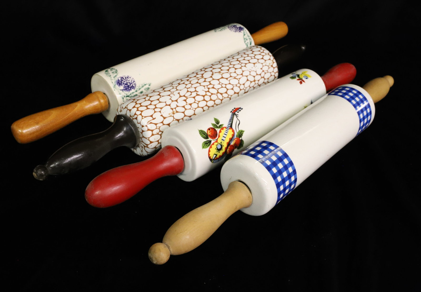 (4) CERAMIC DECORATED ROLLING PINS - 4