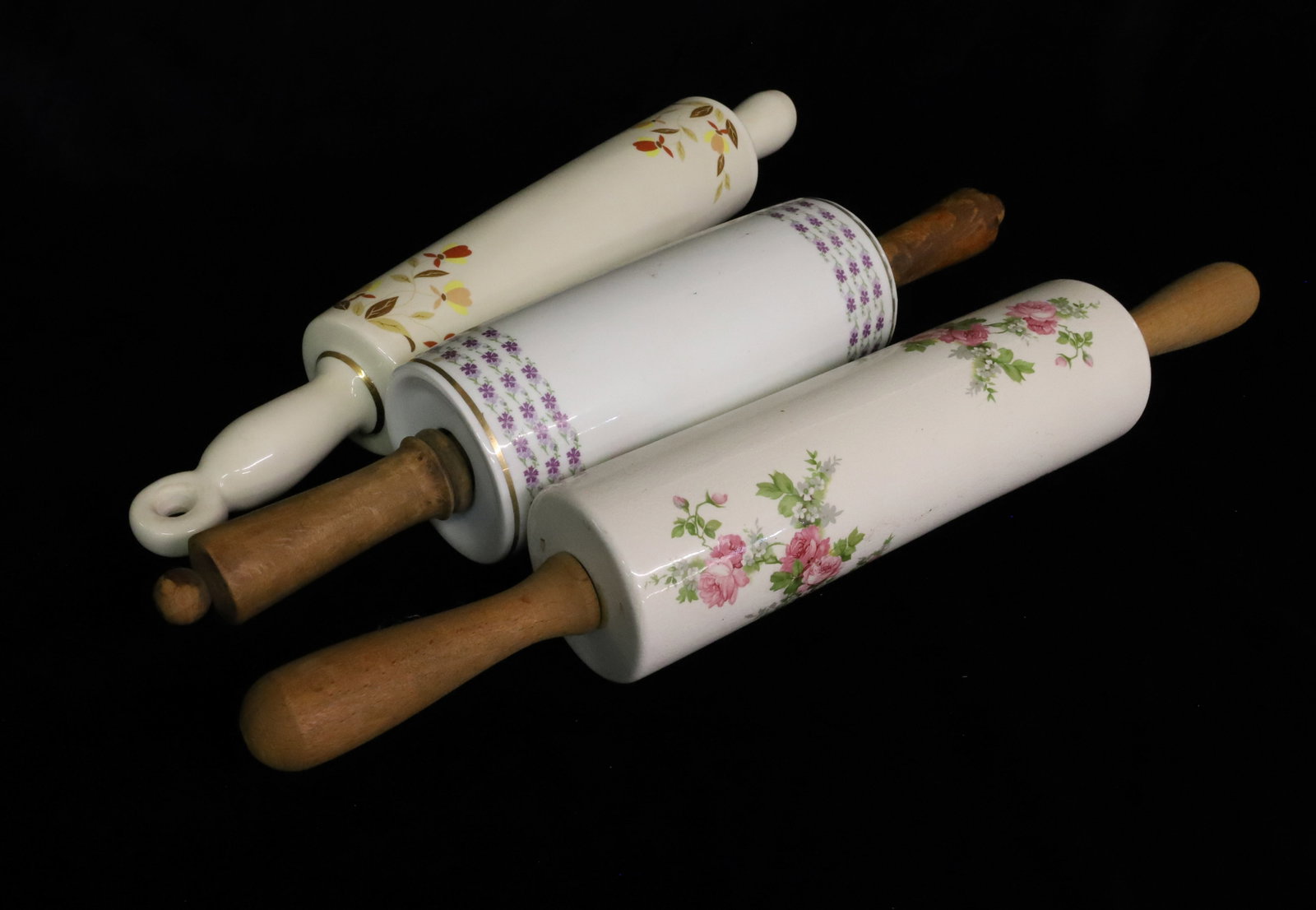 (3) CERAMIC DECORATED ROLLING PINS - 4