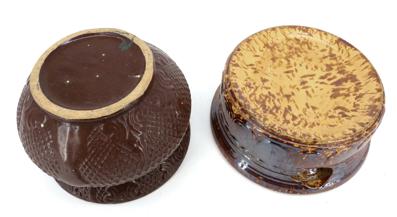 (2) POTTERY SPITTOONS - 5