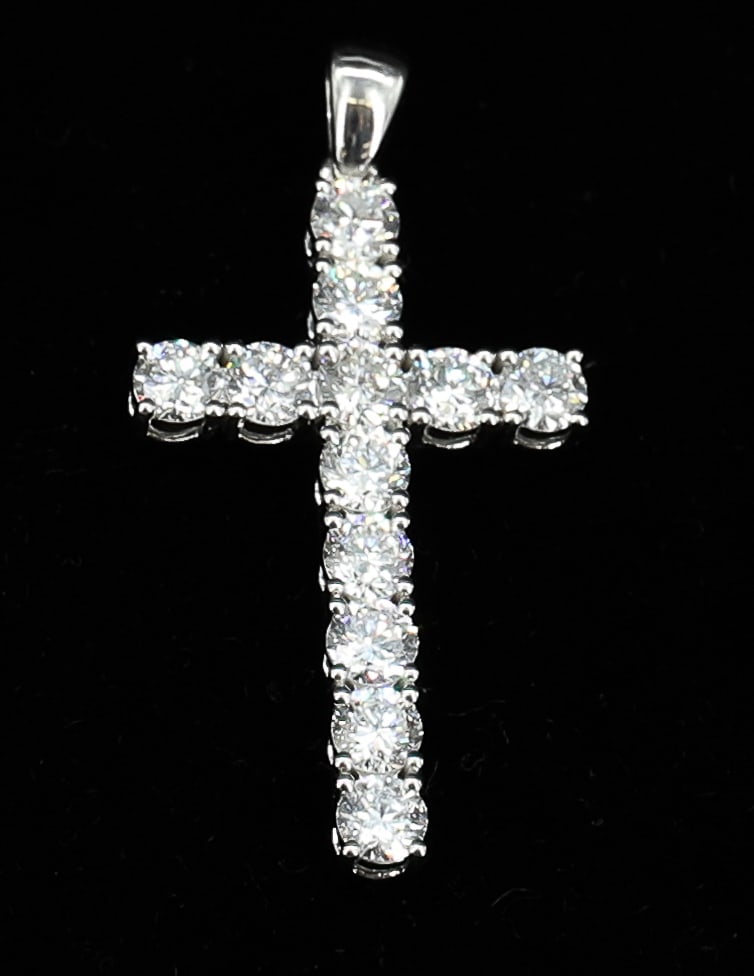 14K WHITE GOLD AND DIAMOND CROSS PENDANT (1 of 6)