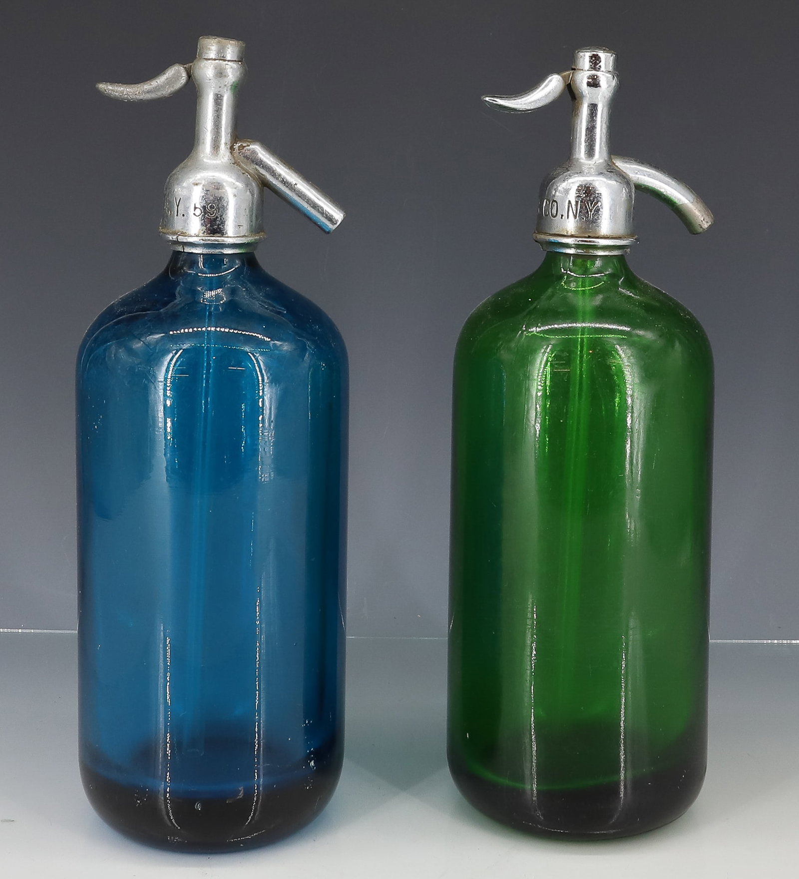 (2) COLORED SELTZER BOTTLES - 3