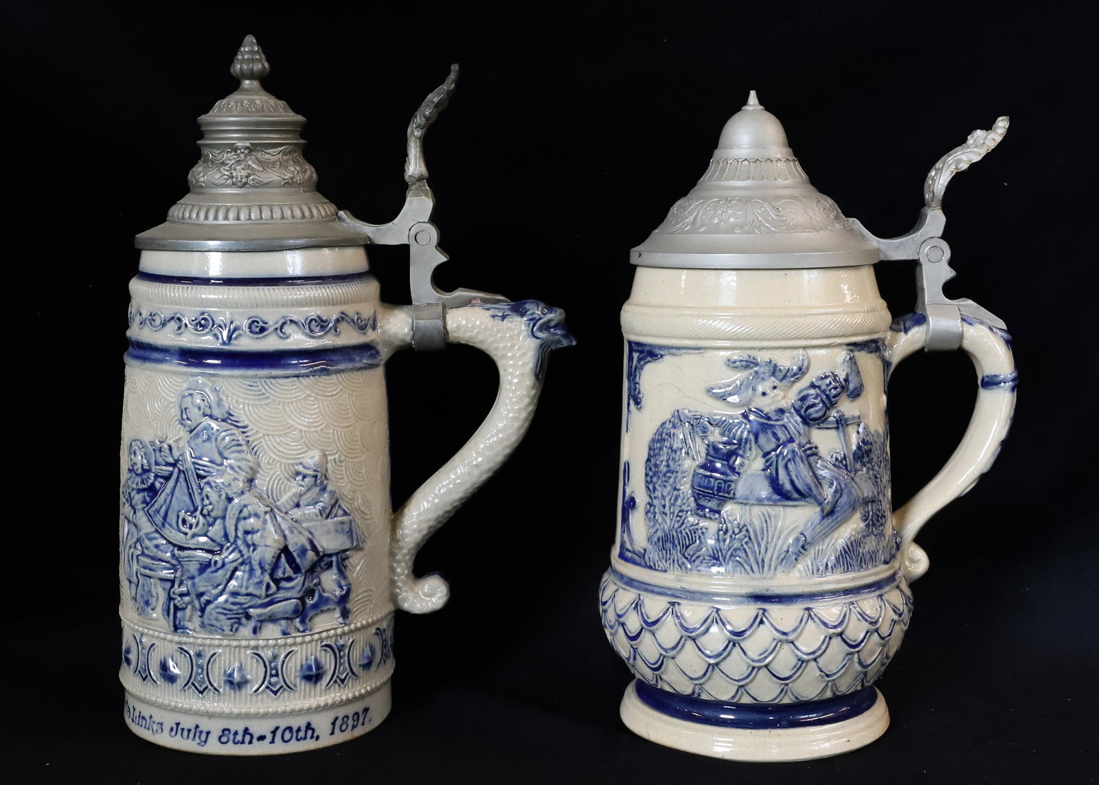 (2) WHITE'S UTICA STONEWARE STEINS, SADAQUADA LINKS (1 of 6)