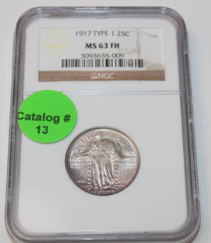 1917 STANDING LIBERTY QUARTER: TYPE 1 NGC GRADED MS 63 FH