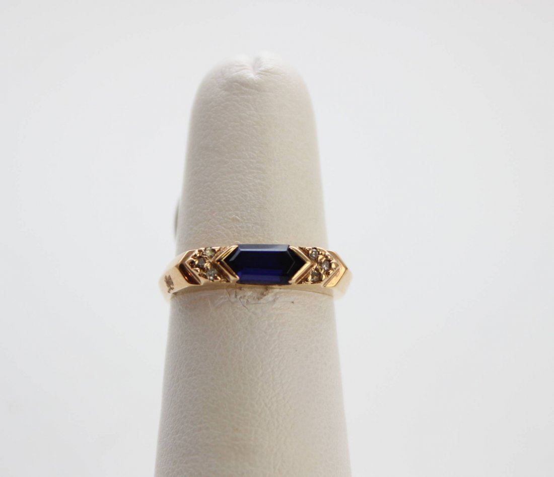 14K IOLITE DIAMOND RING: SIZE 6 - 2.2 DWT