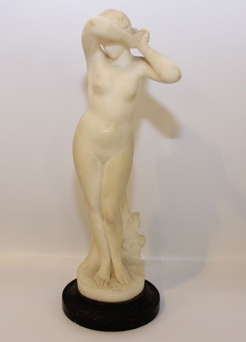 CARVED ALABASTER NUDE FIGURE: 11 1/2"