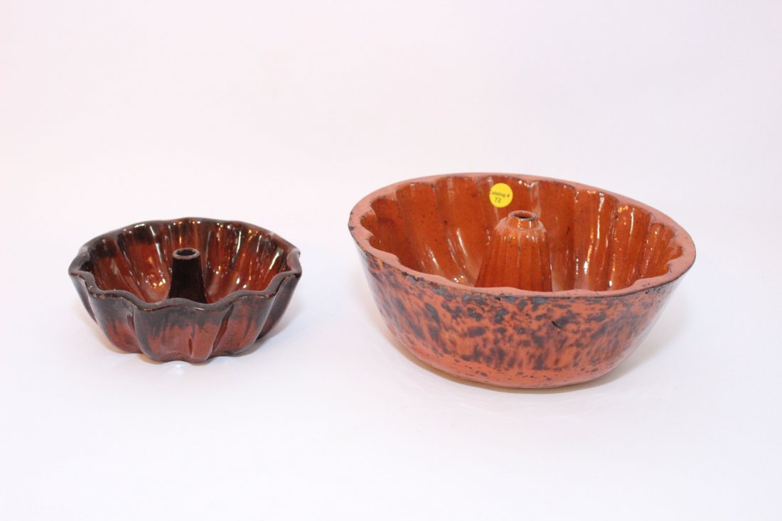 PR. REDWARE CAKE MOLDS: PR. MOLDS REDWARE TURKSHEAD MOLDS 9 1/2" AND 6"