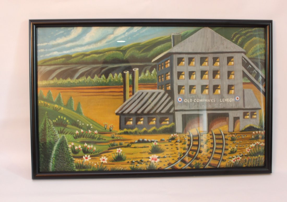 JACK SAVITSKY " COAL BREAKER": JACK SAVITSKY " COAL BREAKER" THIS IS NO. 6 OF THE 6 ORIGINALS - COAL BREAKER LANSFOR PA CARBON CO. 1958 OIL ON BOARD 20 1/2" X 31"