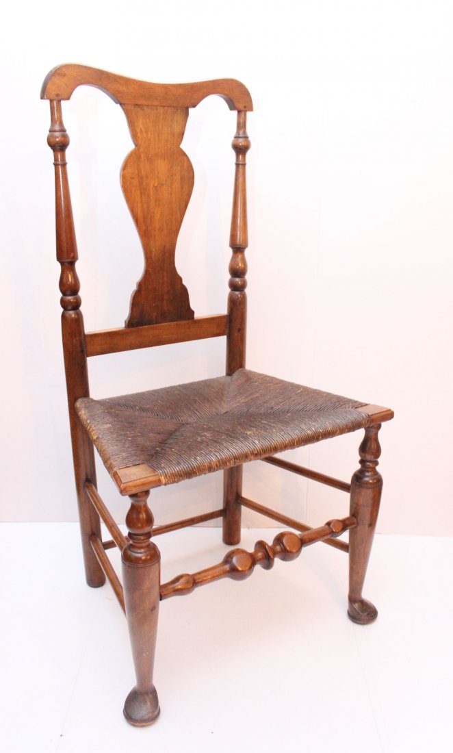 QUEENE ANNE ARM CHAIR: RUSH BOTTOM SEAT 40"X21"X 15 1/2"