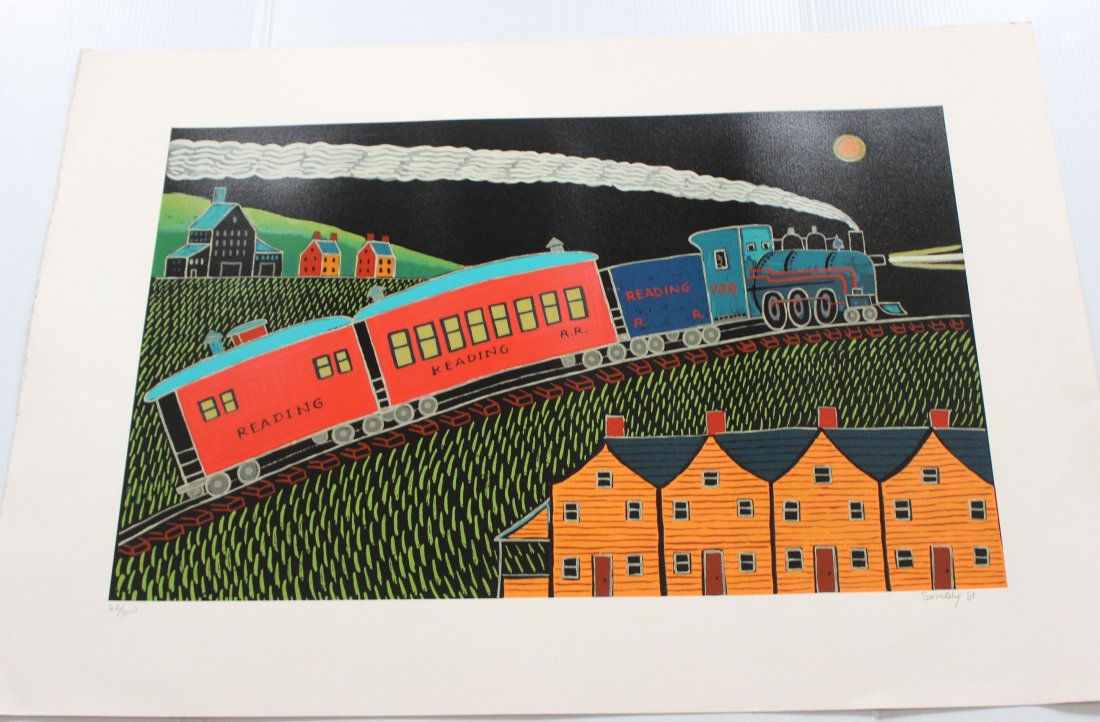 JACK SAVITSKY "NIGHT TRAIN" LITHO: SIGNED AND NUMBERED SAVITSKY NIGHT TRAIN #6235 1/2"X25"