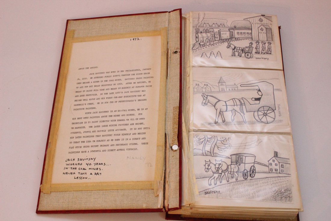 JACK SAVITSKY POST CARD BOOK: A BOOK PUT TOGETHER BY JACK SAVITSKY OF ORIGINALS SKETCHES- PHOTOS- AND OTHER ARTIST POSTCARDS 180 TOTAL PC'S
