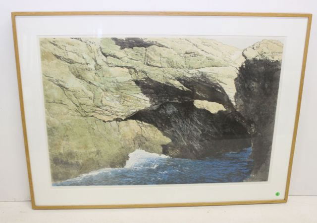 WOLBROOK PRINT: WOLBROOK PRINT 8/120 TITLED STONED BRIDGE AT HEADLAND SIGNED AND DATED LOWER RIGHT 1982 FRAMED AND MATTED 36" X 22"