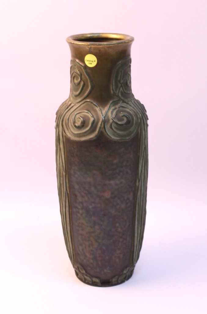 AMPHORA VASE: ARTS AND CRAFTS AUSTRIAN AMPHORA VASE - #3771 IMPRESSED ON BOTTOM 15 3/4"