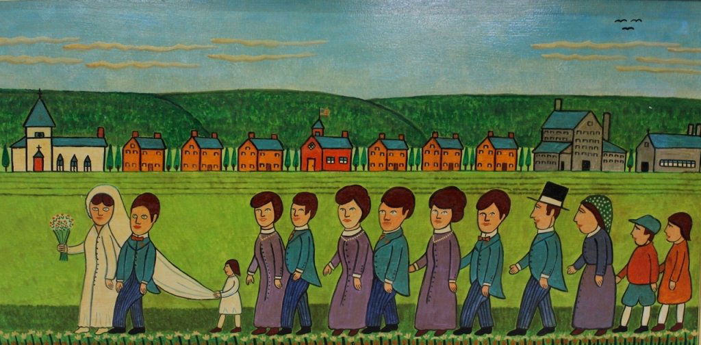 JACK SAVITSKY "WEDDING": OIL ON BOARD SIGNED LOWER RIGHT - DATED - COAL MINERS WEDDING - PART OF THE SAVITT COLLECTION 48"X24