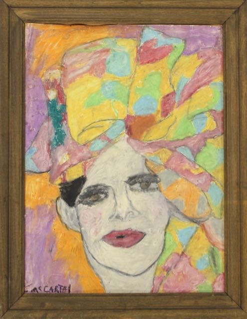 JUSTIN MCCARTHY: OIL ON CANVAS, SIGNED LOWER LEFT "WOMAN". 12" X 16"