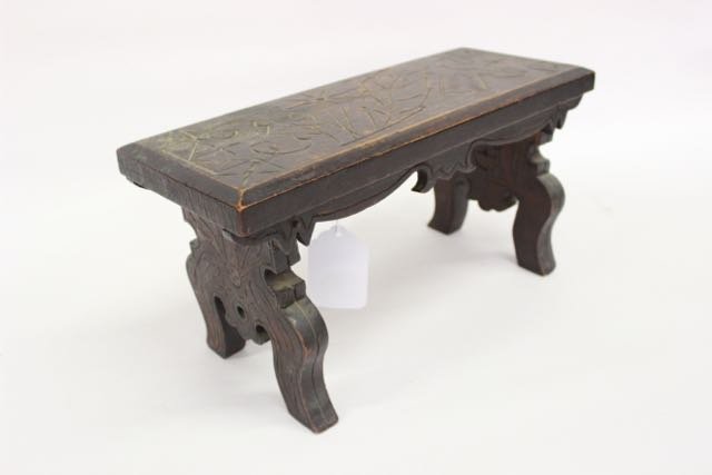 CARVED OAK STOOL (1 of 5)