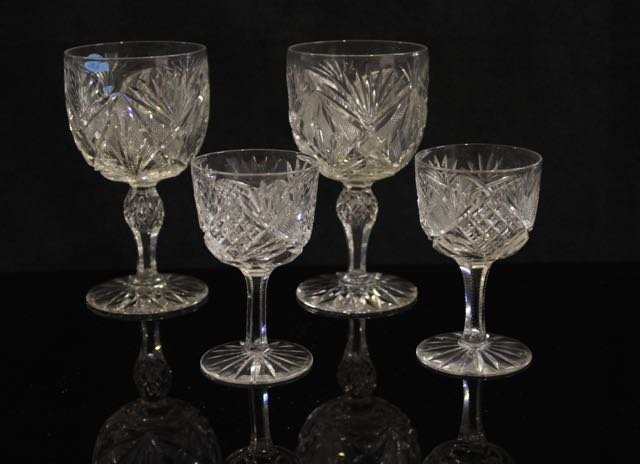 4 - CUT GLASS GOBLETS (1 of 4)