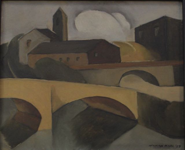 HERMAN MARIL O/C: OIL ON CANVAS BY HERMAN MARIL TITLED " ELLICOTT CITY BRIDGE" DATED 1929 - SIGNED AND DATED LOWER RIGHT AND ON PAINTING STRETCHER Dimensions:10"x12"