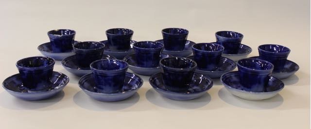 FLOW BLUE CHAPOO CUPS AND SAUCER (1 of 6)