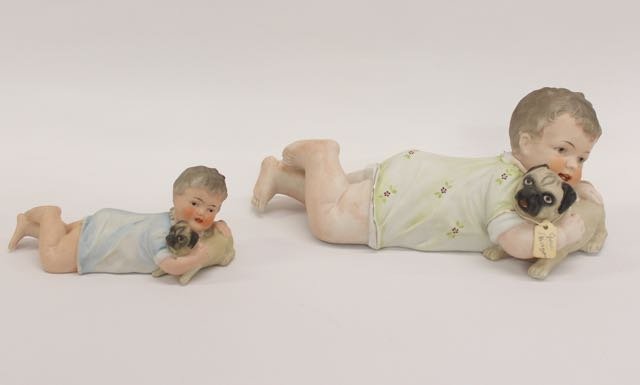 (2) BISQUE PIANO BABIES WITH PUG (1 of 4)