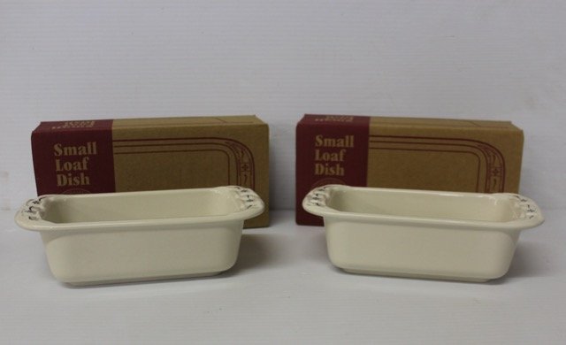 Longaberger Pottery: (2) Small Woven Traditions Loaf Pans (Blue)