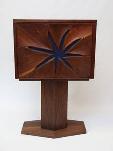 ROBERT WHITLEY STARFISH DESK: FROM THE COLLECTION OF FLORENCE GREEN - HAND SCULPTED WALNUT DESK - STARFISH DESIGN WITH DROP FRONT DESK - INTERIOR COMPARTMENT AND SHELVES - CIRCA LATE 1960'S EARLY 70'S - MADE FOR FLORENCE GREEN BY: