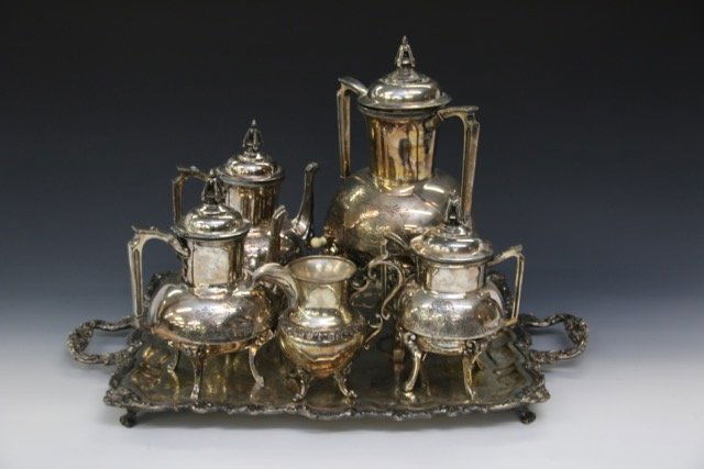 VICTORIAN SILVER PLATED TEA SERVICE (1 of 4)