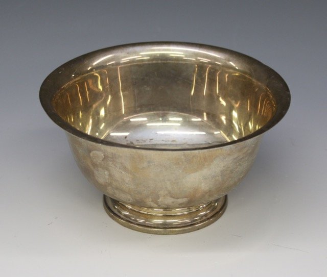 STERLING BOWL: PAUL REVERE REPRODUCTION BOWL - BY: WEB - 6.2 OZT Dimensions: 3 1/2"H X 6 3/4"