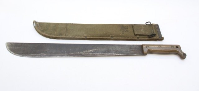 U.S. 1945 MACHETE: MARKED TRU-TEMPER 1945 US - WITH US CANVAS SCHEETH Dimensions: 23"