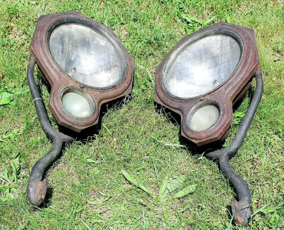 PR. PACKARD LIGHTS: EARLY 1920'S - TWIN 6 LIGHTS - WITH BRACKETS - LARGE SIZE 24"