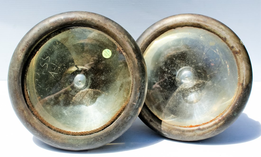 PR. OF ELECTRIC BRASS HEADLIGHTS: BRASS A-1 HEADLIGHTS 11 1/2" DIA